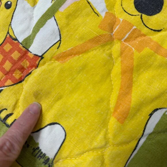 Vintage 1970s Kitschy Handmade Throw Blanket Flower Snail Yellow Orange AS IS - Picture 6 of 10